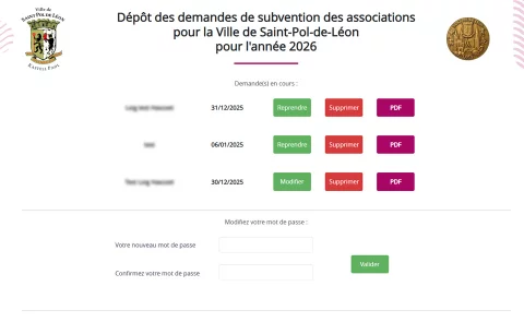 Vue 1 du module Demande de subventions